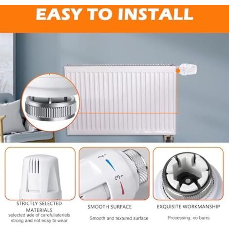 x M30 x 1.5 Valvole termostatiche per radiatori - Testa valvola termostatica di ricambio per radiatori - Testa termostatica standard per casa e ufficio - Adatta a tutti i produttori - Bianco