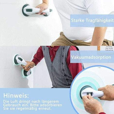 x Maniglioni per doccia in plastica mobili, senza foratura, maniglioni per vasca da bagno con ventosa, impugnature antiscivolo