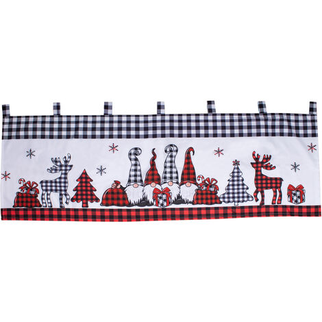 X-Mas Gardine mit LEDs-M042590-karriert