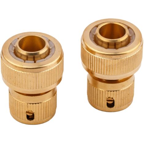 x Messing-Schnellverbinder für 3/4 Zoll (20 mm) Wasserschlauch – Schnellverbinder mit Absperrfunktion für 3/4 Gartenschläuche