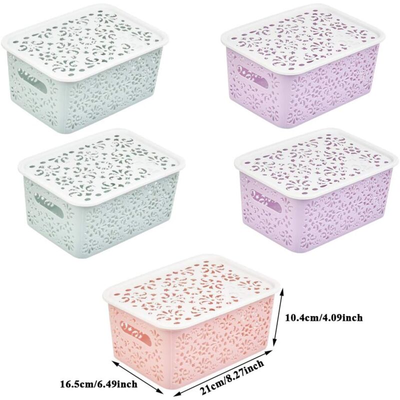 x paniers de rangement en plastique - paniers ménagers 23,5 x 16,3 x 10 cm boîte de rangement avec trous pour poignées et