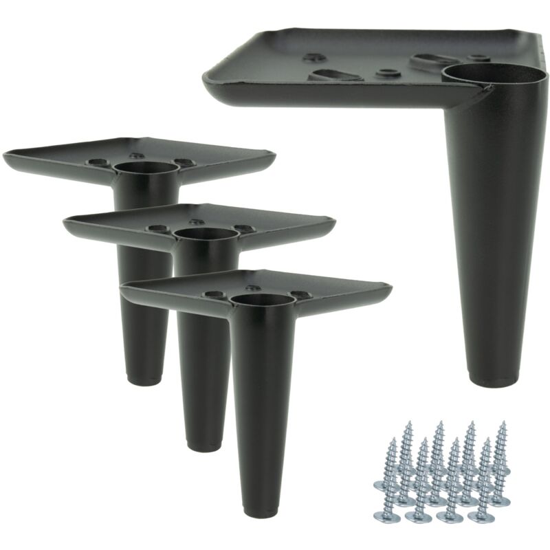 x Pied de meuble, épingle, noir mat, hauteur 10 cm