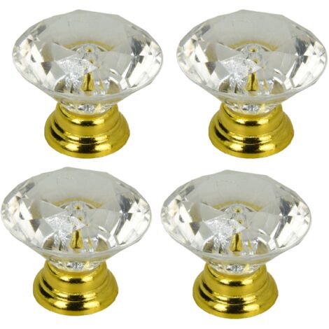 x Pomelli rotondi per mobili Diamond gold