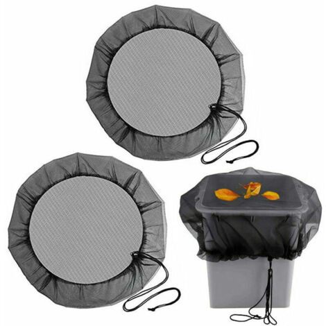 x Regentonnen-Abdecknetz, 95 cm Regentonnennetz mit Kordelzug für Staubschutz, Verfallschutz und Mückenschutz, Schwarz