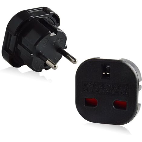 x Reiseadapter, 3-poliger Stecker für Großbritannien/Vereinigtes Königreich/UK auf 2-poligen Stecker für Frankreich/Europa/Frankreich/Europa (2er-Pack)