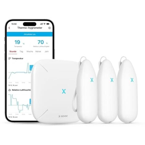 X-Sense Smarte Thermometer-Hygrometer Set - 3x Hygrometer STH54 1x SBS50 Basisstation