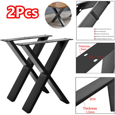 main image of "X-Shape Industrial Metal Table Legs Steel Dining Bench Coffee Desk Furniture Cross Stand"