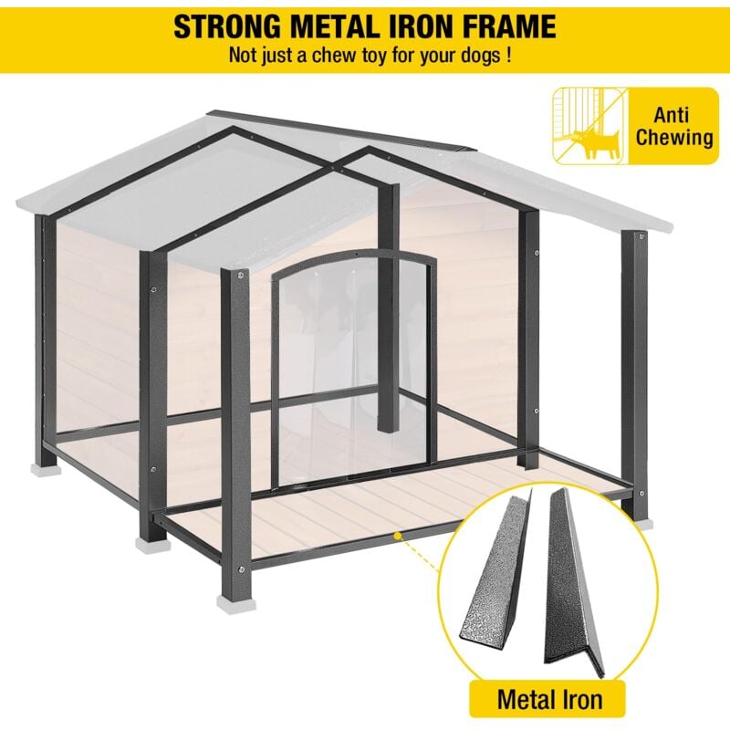 Niche pour chien avec cadre en métal Grande niche pour chien à l'extérieur et à l'intérieur pour l'hiver Résistant aux intempéries - X-zone Pet