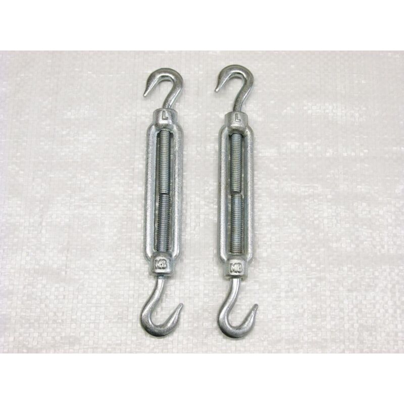 Securefix Direct - x2 M20 Galvanised Forged Straining Screw Hook And Hook - Caravan Turnbuckle Open Body
