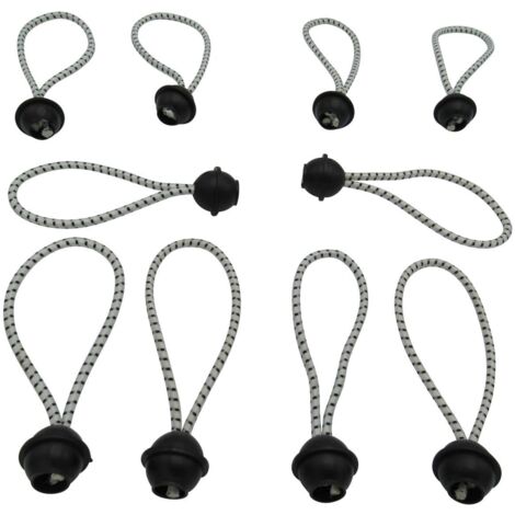 X10 102MM 4" Bungee Shock Cord Ball Loops - Hold Tie Down Tarpaulin Trailer Tent Canopy