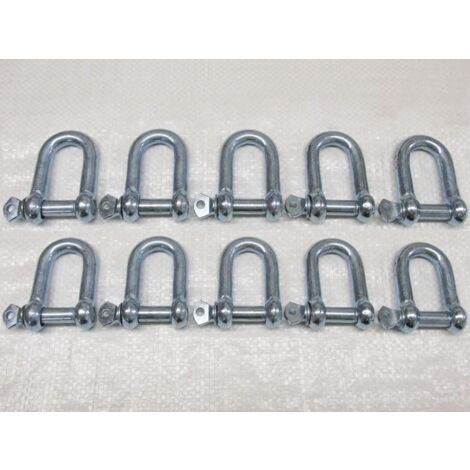 x10 20MM Galvanised Commercial Dee Shackles - Chain Connector Caravan Tether