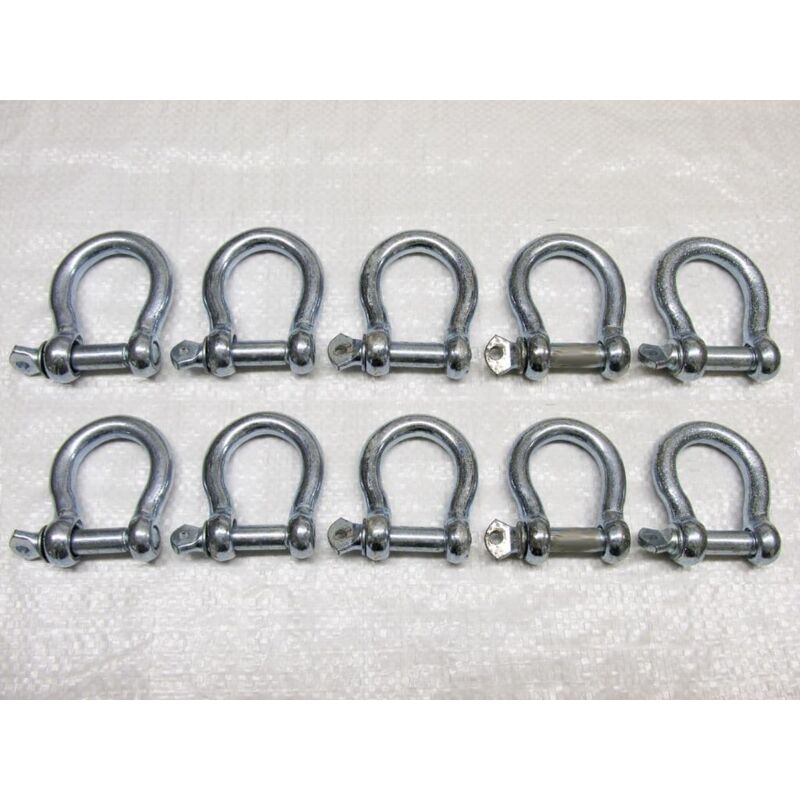 Securefix Direct - x10 25MM Galvanised Commercial Bow Shackles - Chain Connector Caravan Tether