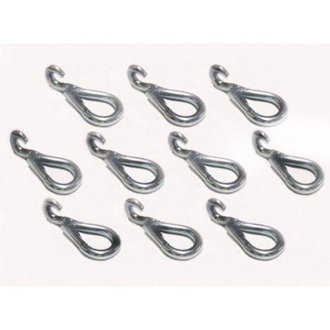 X10 5" Zinc Plated Spring Snap Hooks To Crue - Chain Grip Fixing Clip