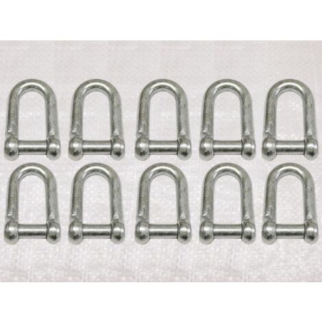 x10 6MM Galvanised Commercial Dee Shackles With Countersunk Pin - Chain Connect Caravan Tether Flush