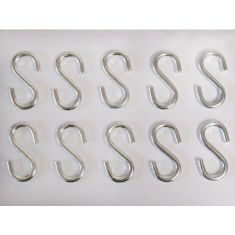 X10 6MM Zinc Plated S Hooks - Steel S Shaped BZP