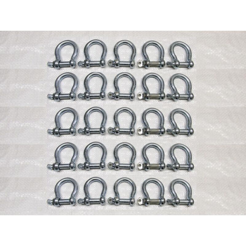 Securefix Direct - x25 8MM Galvanised Commercial Bow Shackles - Chain Connector Caravan Tether