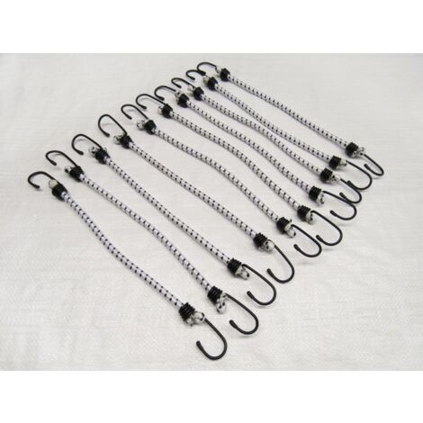 X10 8MM X 600MM Shock Cord Assemblies With Hooks - Elastic Bungee Tie Down