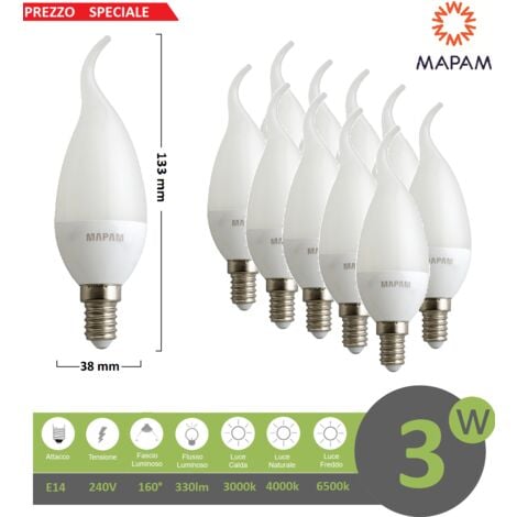 Set di 3 lampade a candela dimmerabili E14 con punta a filamento LED F35  opaco 3W