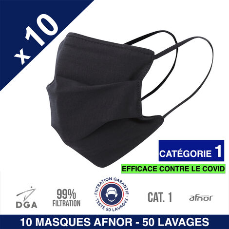 Masques Grand Public UNS1 AFNOR DGA - 40 lavages - Blancs, lavables et réutilisables (P.U :1,99€)