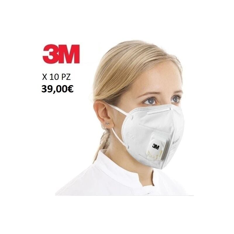 Image of X10 o 25pz mascherine 3M certificate kn95 ffp2 con valvola maschera protezione viso X25pz conf. intera sigillato-scontato 1.78€/cad.