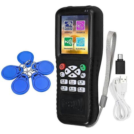 X100 RFID NFC Smart Card Reader Writer+5 x CUID Keychain-Black-