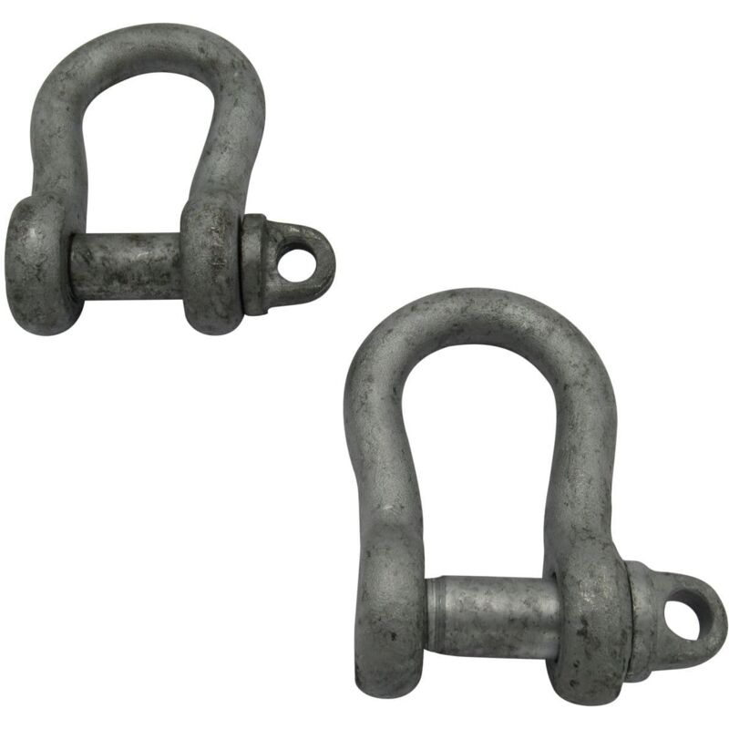 Securefix Direct - X2 0.75 Ton Galvanised Large Bow Shackles With Screw Pin - BS3032 450KG Lifting Towing Tested