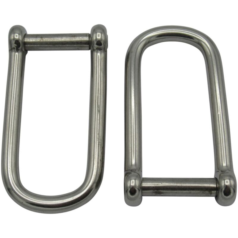 Securefix Direct - x2 10MM Stainless Steel Long Wide Dee Shackle Allen Key Pin - Marine Screw Attachment