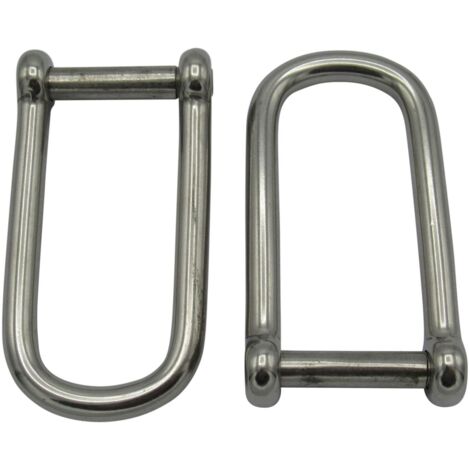 x2 10MM Stainless Steel Long Wide Dee Shackle Allen Key Pin - Marine Screw Attachment