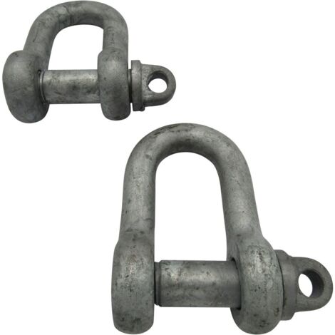 X2 1.5 Ton Galvanised Large Dee Shackle With Screw Pin - 1500KG Galv Lifting Tow Tested High Tensile