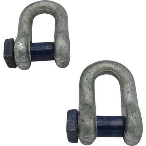 X2 2 Ton Galvanised Dee Shackle With Square Head - 2000KGS Marine Boat Trawler Tested Certified