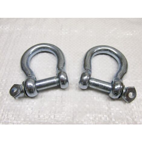 x2 25MM Galvanised Commercial Bow Shackles - Chain Connector Caravan Tether