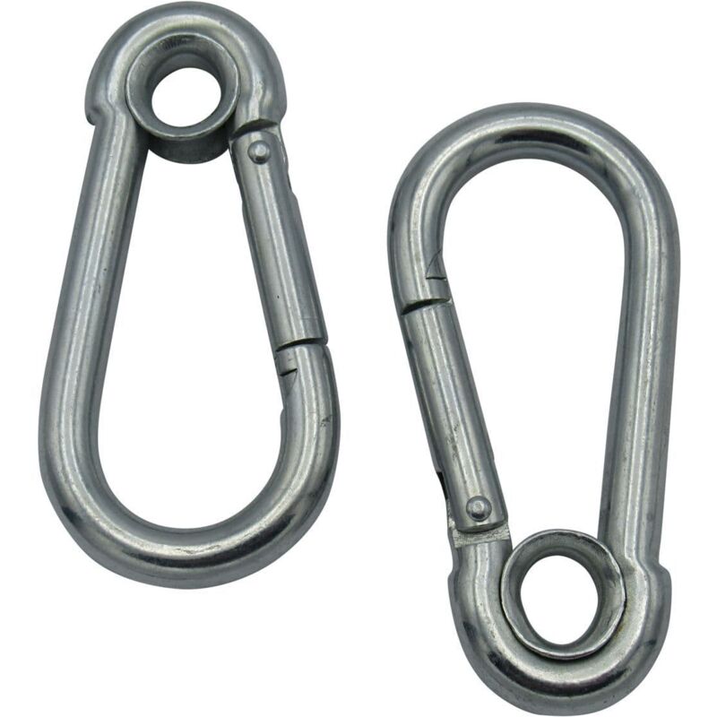 Securefix Direct - X2 6MM Zinc Plated Carbine Hooks With Eyelet - Marine Snap Gate Rope Karabina bzp