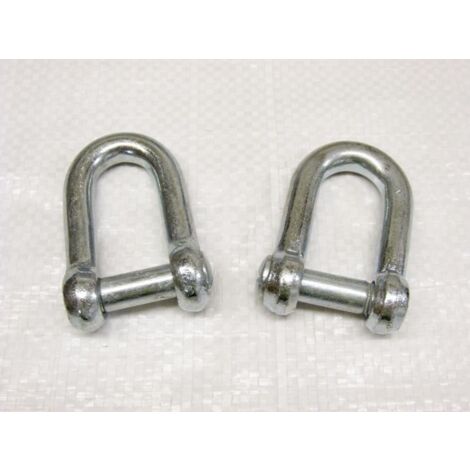 x2 6MM Galvanised Commercial Dee Shackles With Countersunk Pin - Chain Connect Caravan Tether Flush