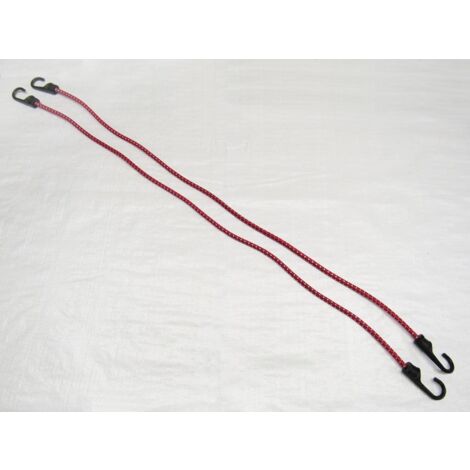 x2 8MM X 1000MM Red Shock Cord Assemblies With Plastic Hooks - Elastic Bungee Tie Down