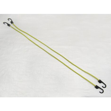x2 8MM X 1000MM Yellow Shock Cord Assemblies With Plastic Hooks - Elastic Bungee Tie Down