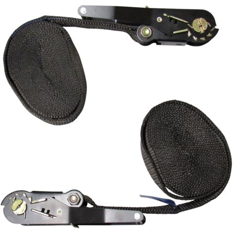 x2 Black 50MM 8M 5 Ton Endless Ratchet Straps - 5000KG Metre Tie Down Lashing