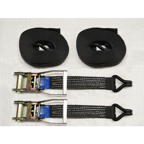 X2 Black 50MM 8M 5 Ton Ratchet Straps - Claw Hook 5000KG Metre Tie Down J Lashing
