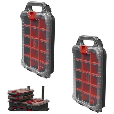 x2 Keter Stack N Roll Organiser Half Footprint Tool Box Case KETSNRHORG 253381