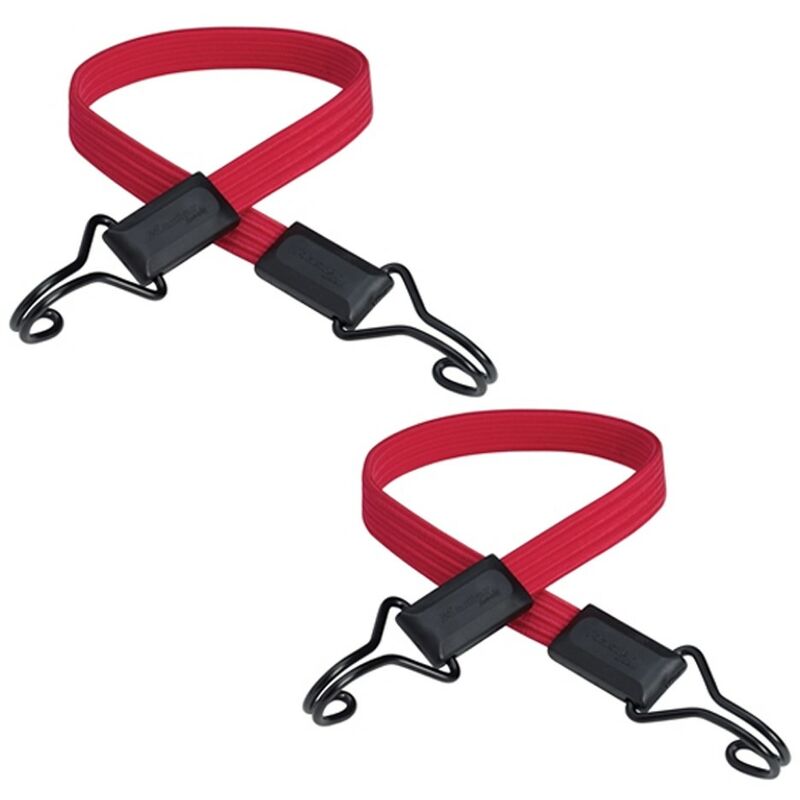 X2 Master Lock MLK3224E Flat Bungee Cord Bike Pannier 60cm Red Double Hook Strap