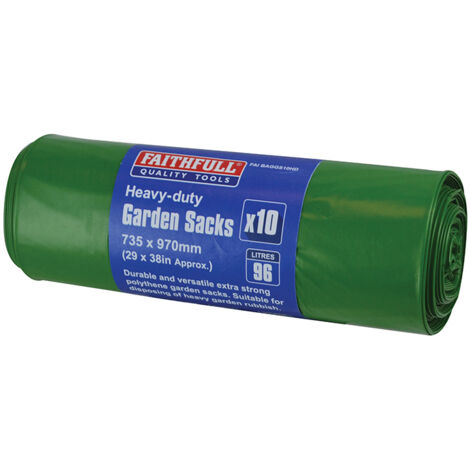 X2 Rolls Faithfulll Heavy-Duty Strong Garden Sacks Bin Bags x10 FAIBAGGS10HD