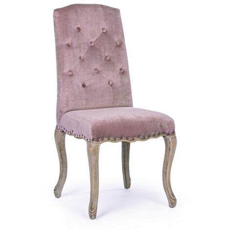 X2 Sedia classica legno velluto rosa Diva cm 51 x 53 x 99