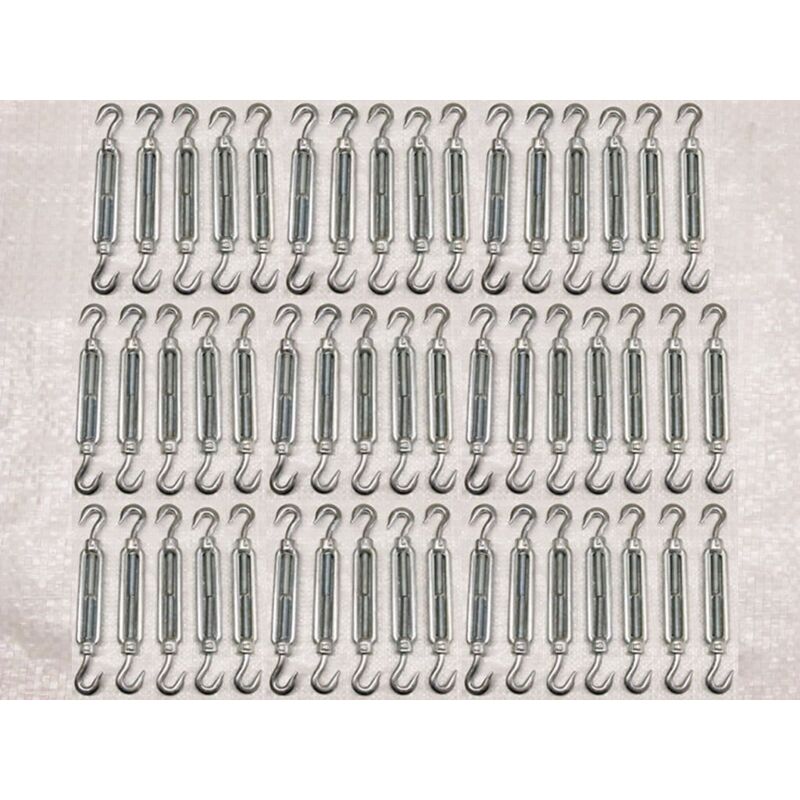 x50 M6 Galvanised Forged Straining Screw Hook And Hook - Caravan Turnbuckle Open Body
