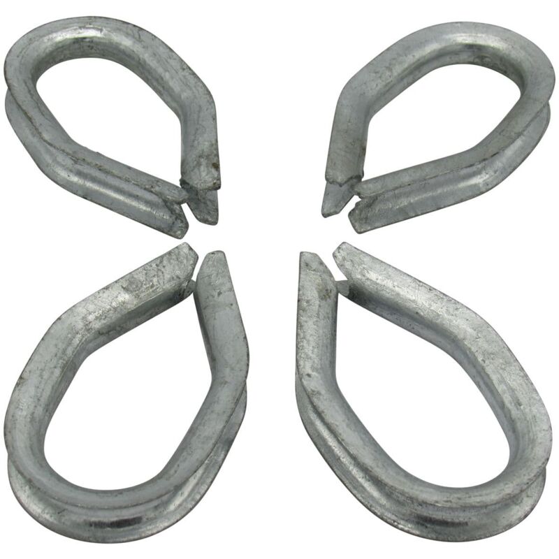 X4 10MM Galvanised Reeving Thimble - Eyelet Wire Rope Galvanised Finish