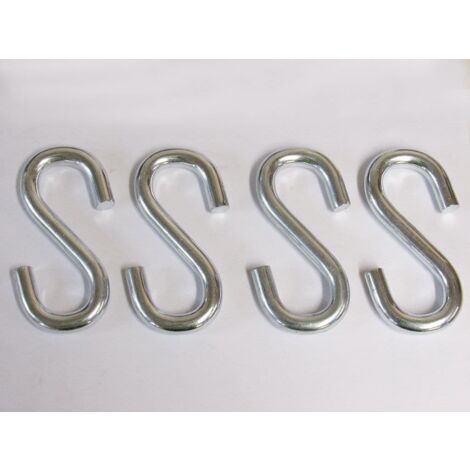 X4 10MM Zinc Plated S Hooks - Steel S Shaped BZP