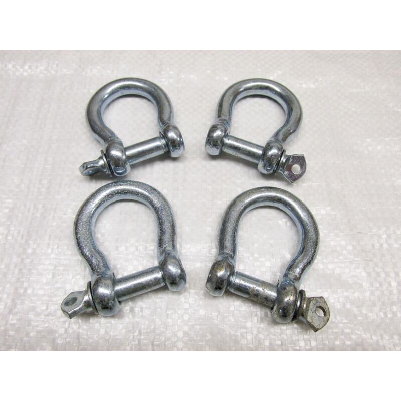 Securefix Direct - x4 11MM Galvanised Commercial Bow Shackles - Chain Connector Caravan Tether