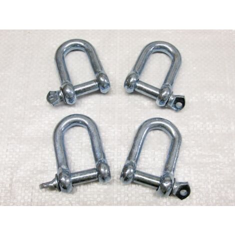x4 12MM Galvanised Commercial Dee Shackles - Chain Connector Caravan Tether