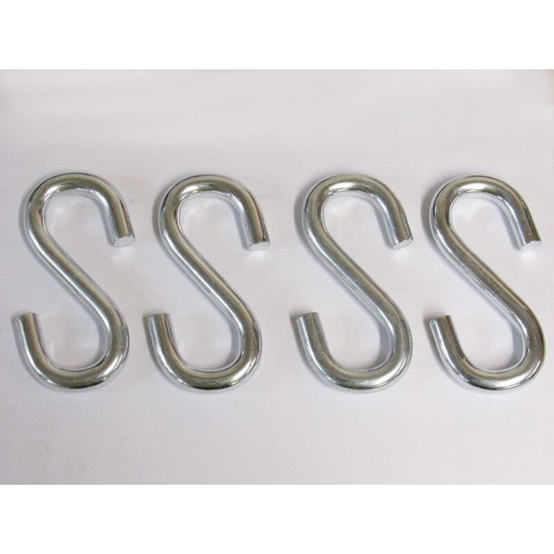 X4 12MM Zinc Plated S Hooks - Steel S Shaped BZP