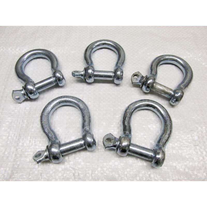 Bow Shackle Screw Pin Galvanised 16MM X5 (Commercial Chain Connector Caravan Tether)