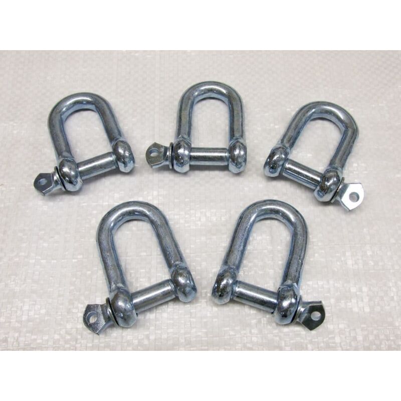 Securefix Direct - x5 20MM Galvanised Commercial Dee Shackles - Chain Connector Caravan Tether
