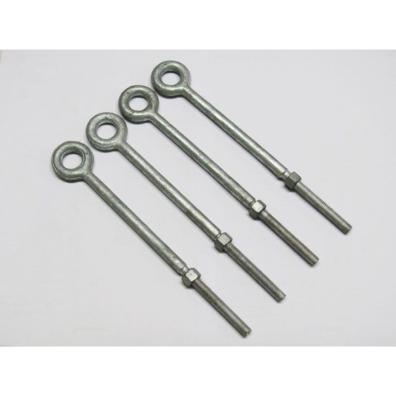 Securefix Direct - X4 3/4' x 10' Galvanised Longshank Eyebolts with Nut - 19MM x 254MM Shoulder